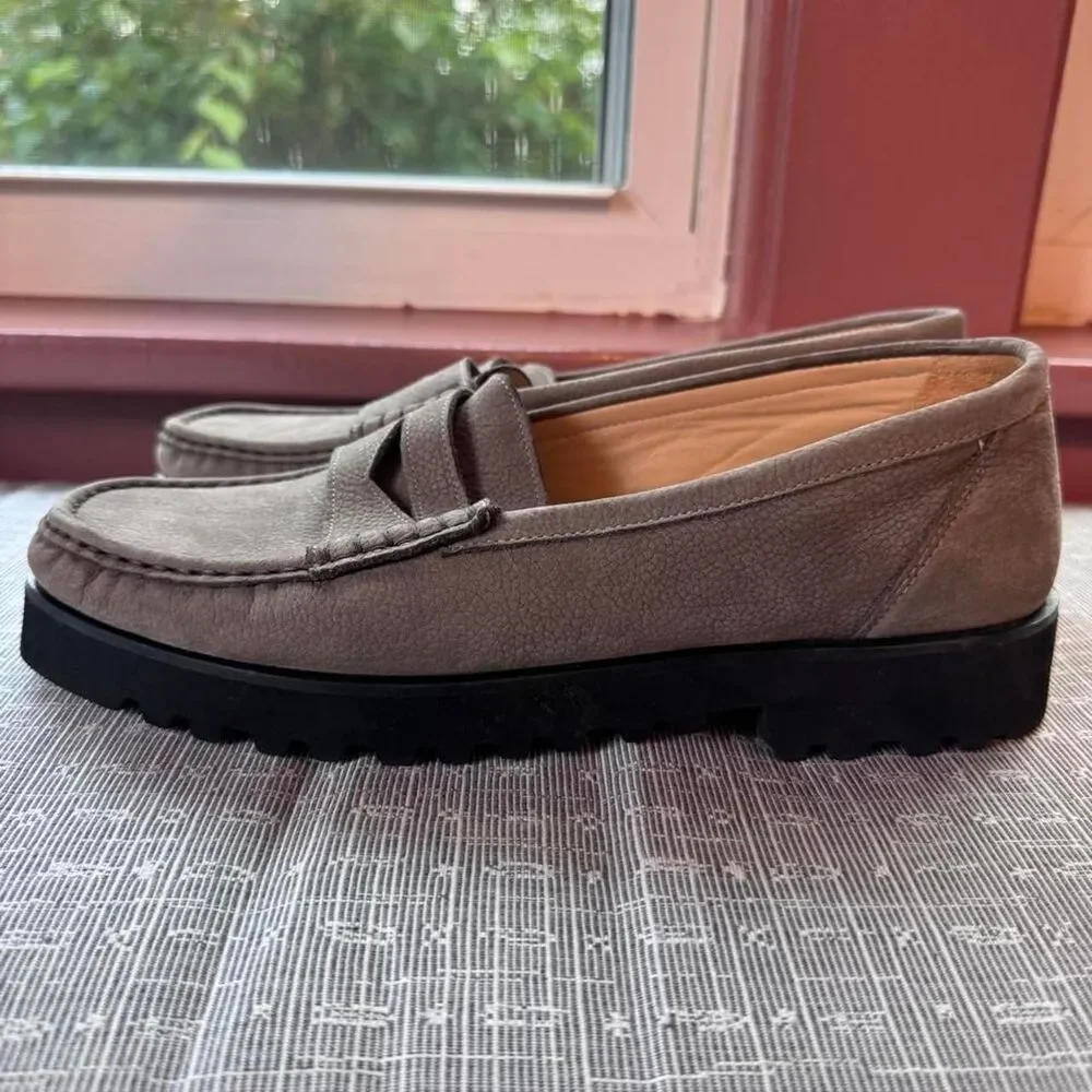 Ron White Tan Oxford Leather Loafers Made in Italy - Size 41